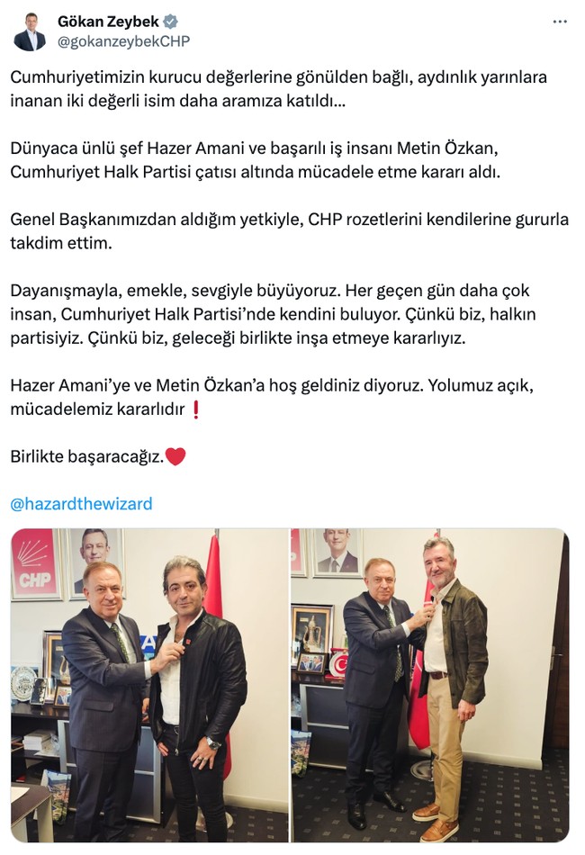Ünlü şef Hazer Amani CHP'ye katıldı! Rozeti Genel Başkan Yardımcısı taktı… - Resim : 2