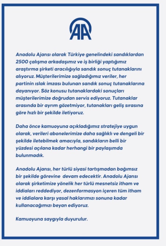 AA'dan manipülasyon iddialarına açıklama: "Belli bir yüzdeye kadar..." - Resim : 1
