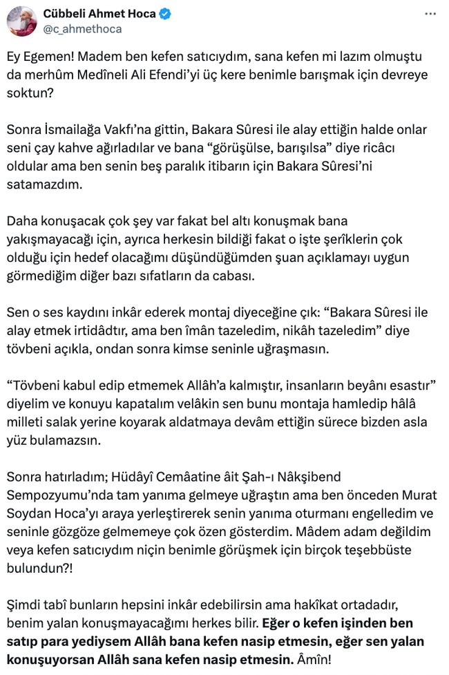Cübbeli ile Egemen Bağış arasındaki tartışma büyüyor! ‘Montaj diyeceğine tövbe et…’ - Resim : 2