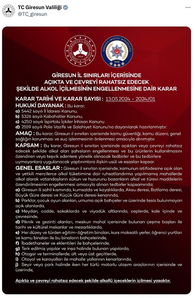 Bir ilde daha açık alanda alkol kullanımı yasaklandı! Sahiller, piknik alanları, araçlar... - Resim : 1