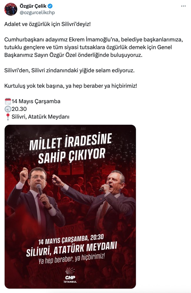 CHP’nin İstanbul’daki yeni miting adresi belli oldu! Özgür Çelik duyurdu… - Resim : 1