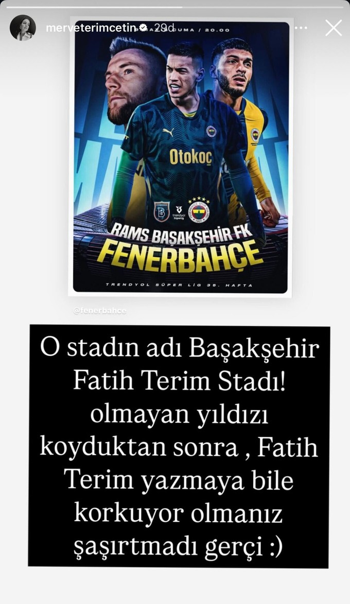 Merve Terim'den Fenerbahçe'ye tepki! 'Korkuyorlar' - Resim : 1