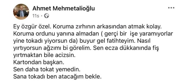 Eski Çatalca müftüsünden Özgür Özel’e tehdit dolu mesaj: “Sana tokadı ben atacağım” - Resim : 1
